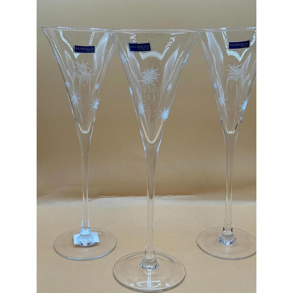 Set of 3 Marquis by Waterford Etched Crystal Glasses